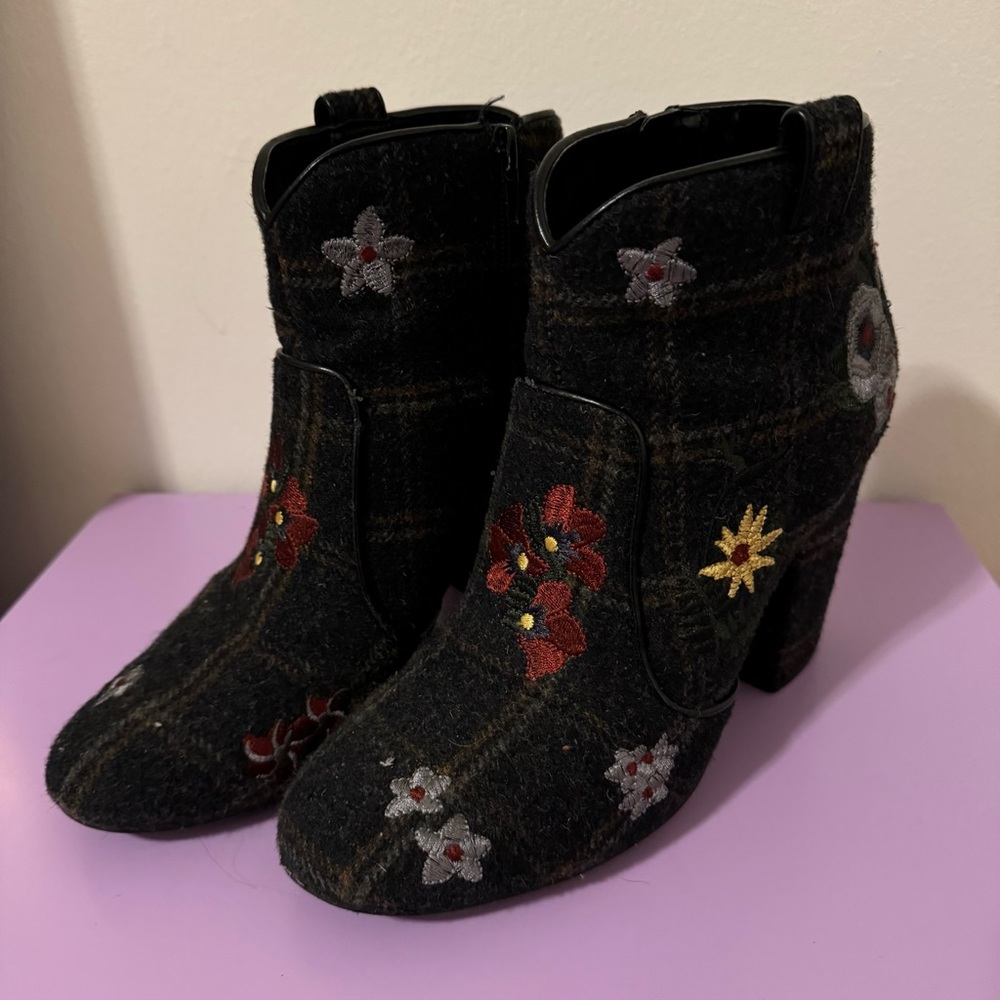 floral wool booties